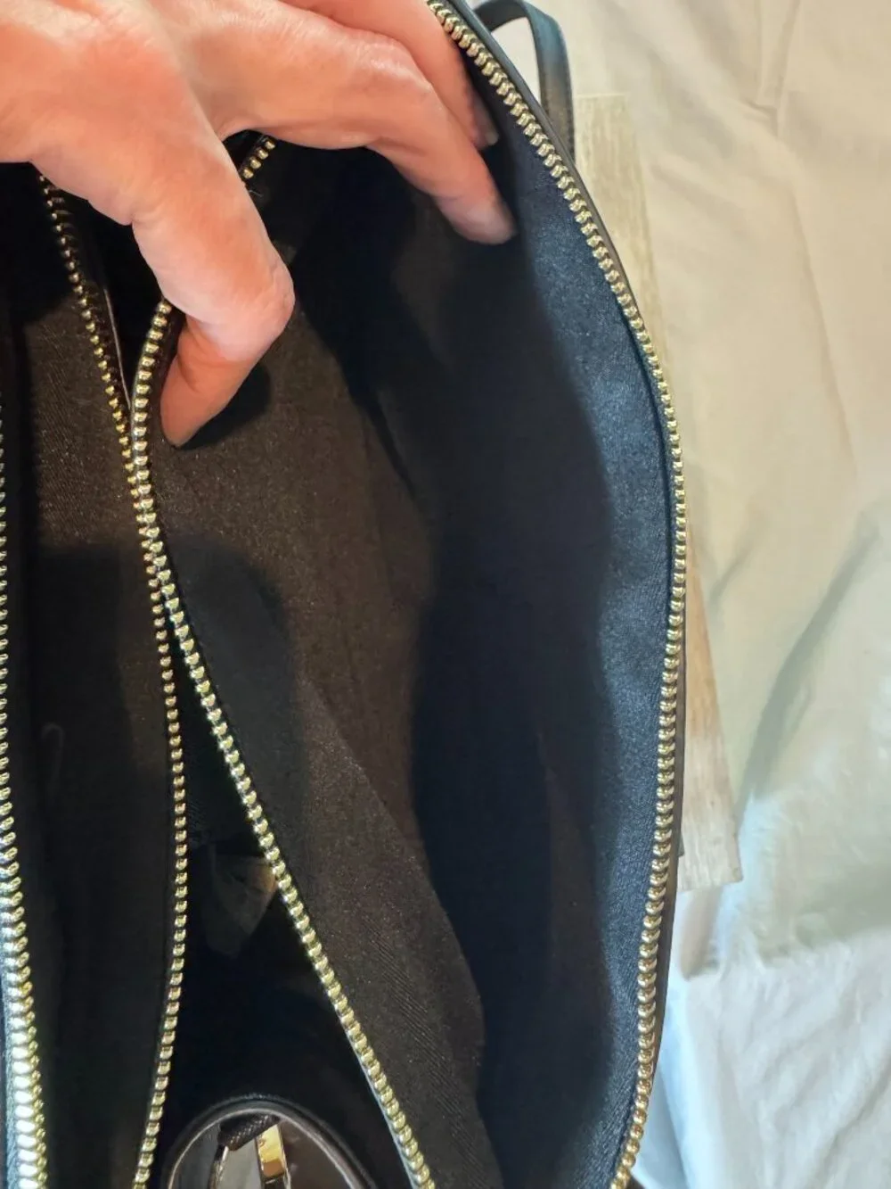 ALDO Black Structured Satchel Shoulder Bag Crossbody Gold Hardware Purse